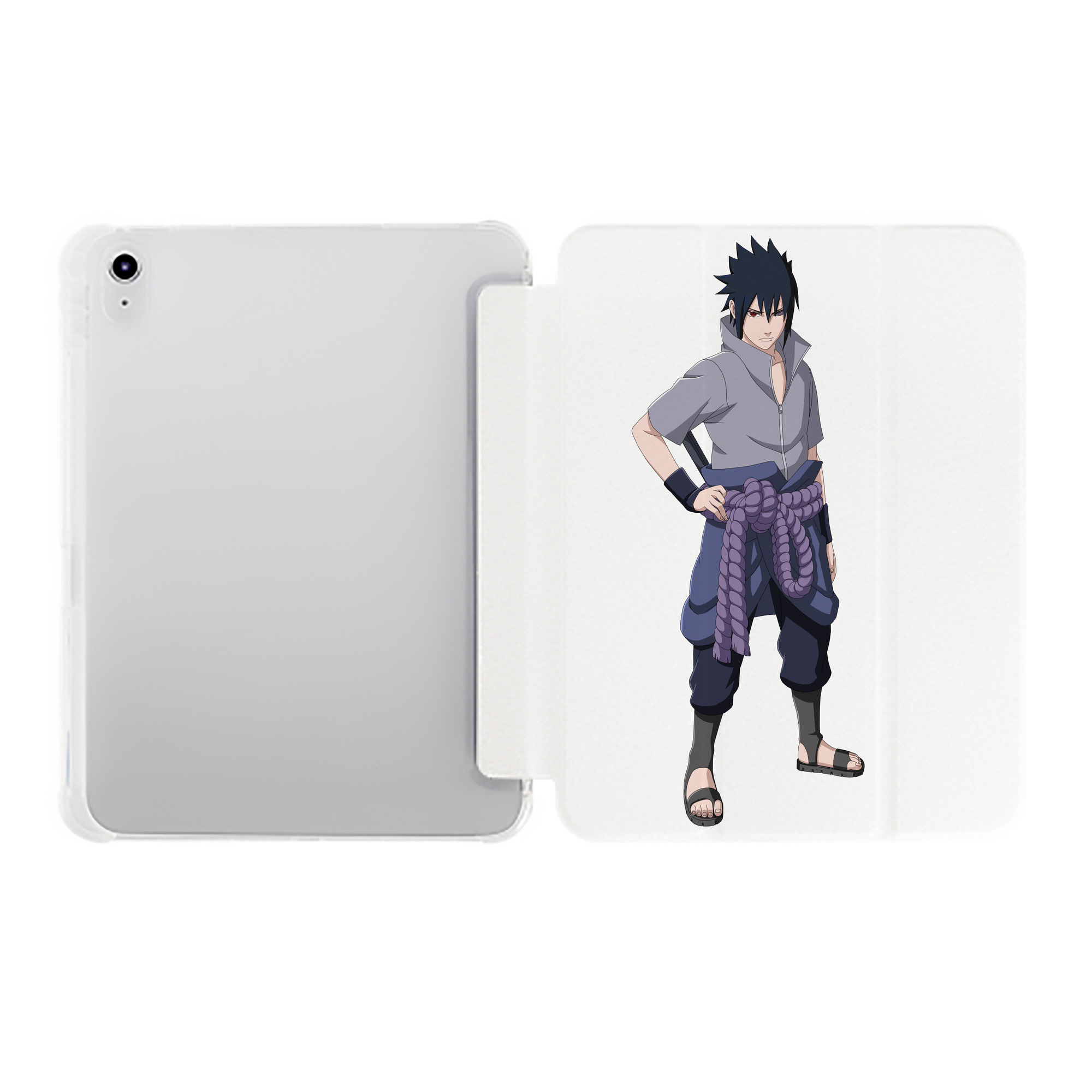 （画像用） NARUTO -ナルト- うちは サスケ Uchiha Sasuke IPad ケース ペン収納付き 三つ折りスタンド PUレザー×シリコン 対応機種9.5/10.5/10.9インチ